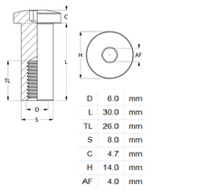 Load image into Gallery viewer, Pan Head Socket Drive Barrel Nut 316 Grade M6X30