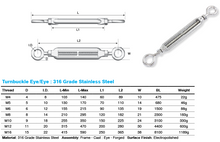 Load image into Gallery viewer, Turnbuckles Eye and Eye M5 - 316 Grade