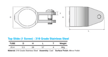 Load image into Gallery viewer, Top Slide With Screw Pin 1 Inch 316 SS