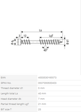 Load image into Gallery viewer, Decking screw, 5 x 40 mm, 200 pieces, fixing thread, cylindrical head, T-STAR plus T25, stainless steel A2