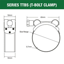 Load image into Gallery viewer, T Bolt Hose Clamp M17-19