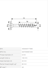Load image into Gallery viewer, Decking Screws Washer Head M8 X 100MM - Box of 50