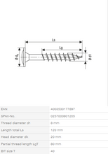 Load image into Gallery viewer, Decking Screws Washer Head M8 X 120MM - Box of 50