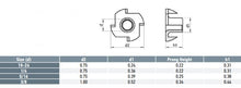 Load image into Gallery viewer, Pronged Tee Nuts 3/16 - Box of 100