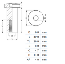 Load image into Gallery viewer, Pan Head Socket Drive Barrel Nut 316 Grade M6X30
