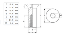 Load image into Gallery viewer, Barrel Nut Countersunk Hex Socket Head M12 x 30mm 316 Grade
