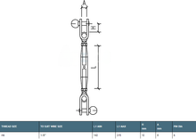 Load image into Gallery viewer, Bottlescrew Toggle and Swage Stud M6 Pin - 1/8(3.2mm Cable) - 316 Grade
