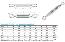 Load image into Gallery viewer, Turnbuckles Eye and Eye M4 - 316 Grade
