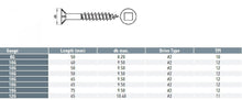 Load image into Gallery viewer, Countersunk Square Drive Decking Screws Type 17 316 SS 10G X 2 1/2&quot; Box of 100
