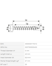 Load image into Gallery viewer, Stainless steel screw, 5 x 40 mm, 200 pieces, full thread, pan head, T-STAR plus T20, stainless steel A2
