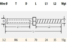 Load image into Gallery viewer, Swage Stud Right Hand Thread (External Threaded Term) Short M6 x 30
