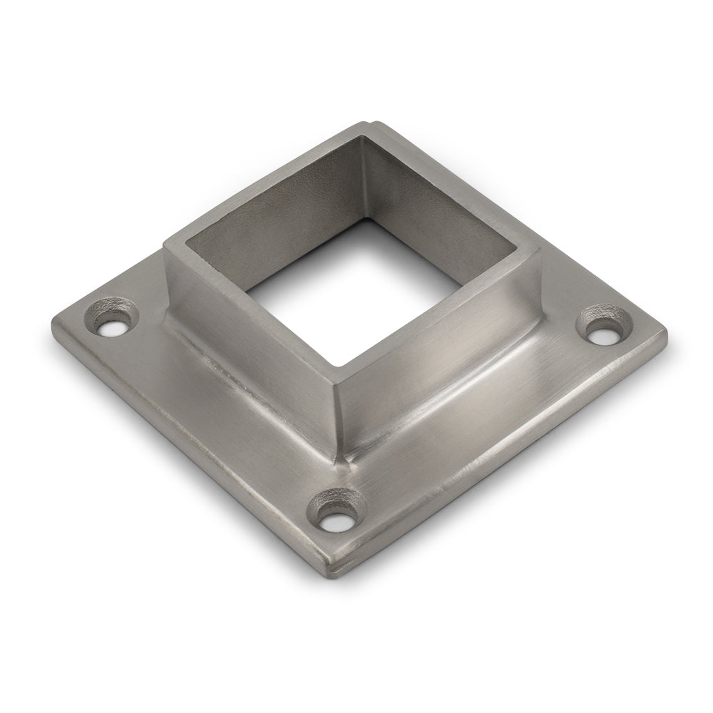 Square Base Plate for 2 Inch Square Tube Satin Finish 316