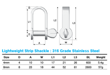 Load image into Gallery viewer, Strip Shackle Light Weight M4 304 Grade SS
