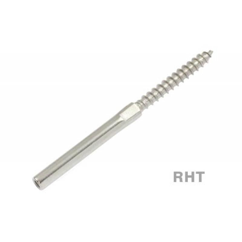 Lag Screw Swage Stud Left Hand Thread  1/8 to suit in 3.2mm Wire 316 Grade