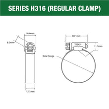 Load image into Gallery viewer, Hose Clamps Perforated Band 316 Stainless M84-108 - Box of 10
