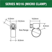 Load image into Gallery viewer, Hose Clamps Perforated Band 316 Stainless M6-16 - Box of 10

