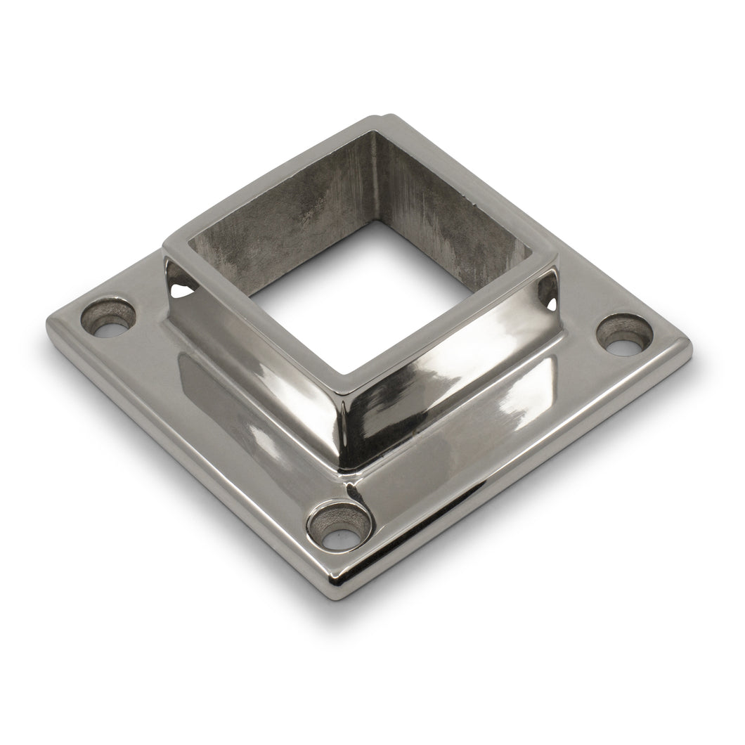 Square Base Bracket To Suit 2 Inch Square Tube Mirror Finish - 316 Grade